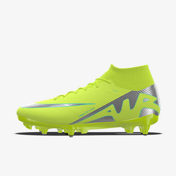 Yellow Soft Ground High Top Cleats Spikes. Nike